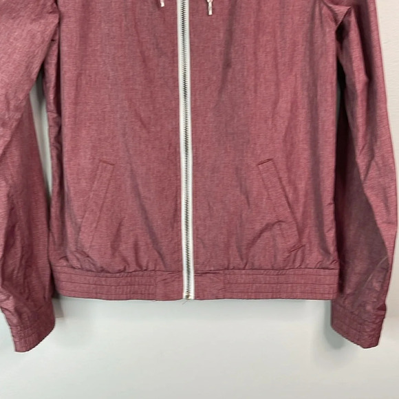 ZINE Water Resistant Windbreaker Jacket Burgundy Exposed Zipper Hood M - Picture 4 of 11